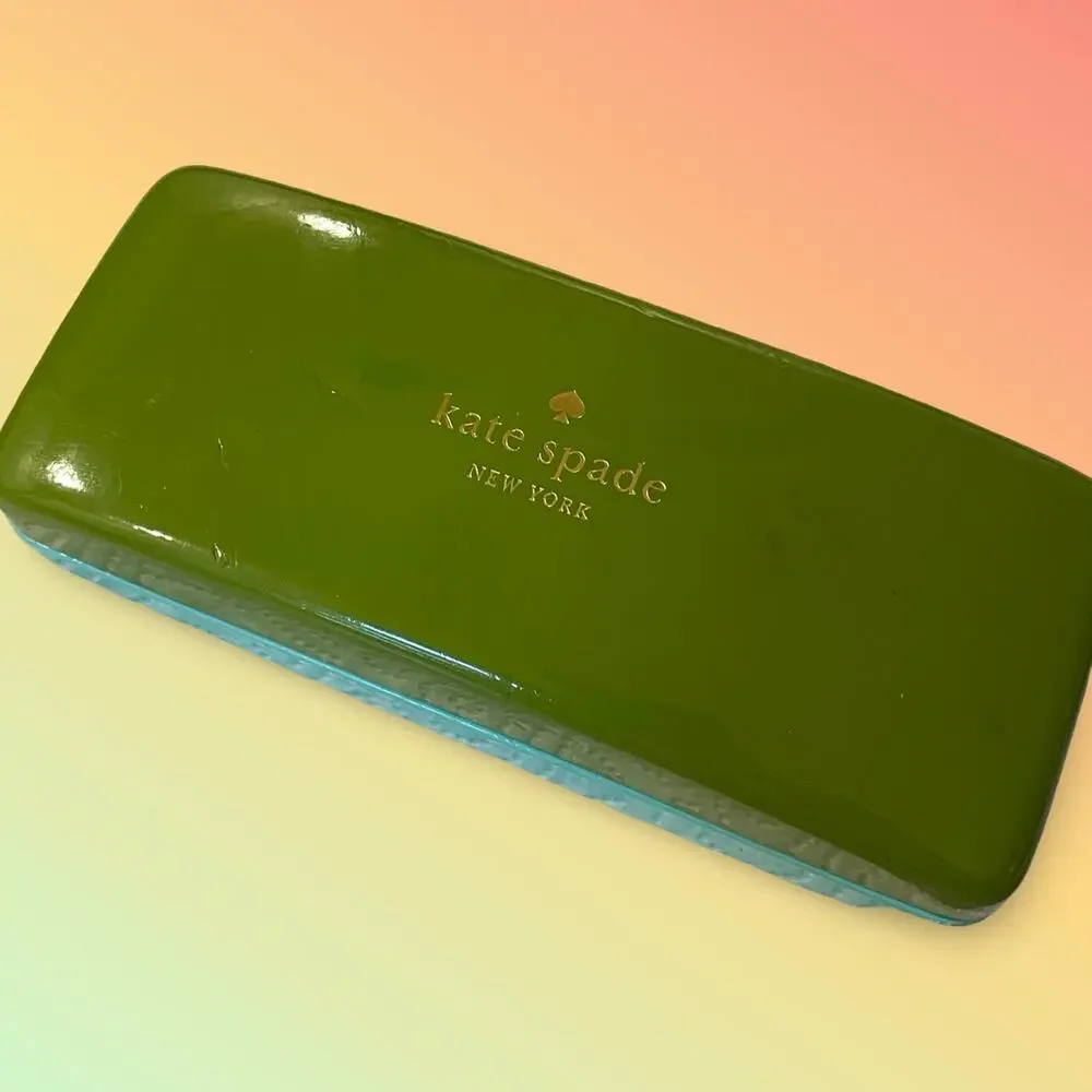 Kate Spade New York Glasses Case Hard Clamshell Olive Green Mint Blue Protective